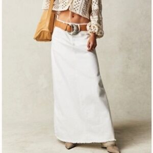 We The Free Come As You Are Denim Maxi Skirt Daisy White size 6